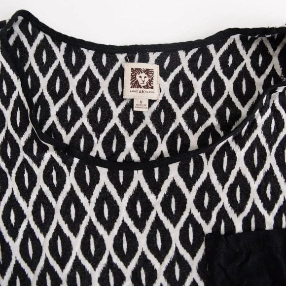 Anne Klein Small Tunic Dress Top  Black & White Diamond Pattern Woman's Small - Picture 9 of 9